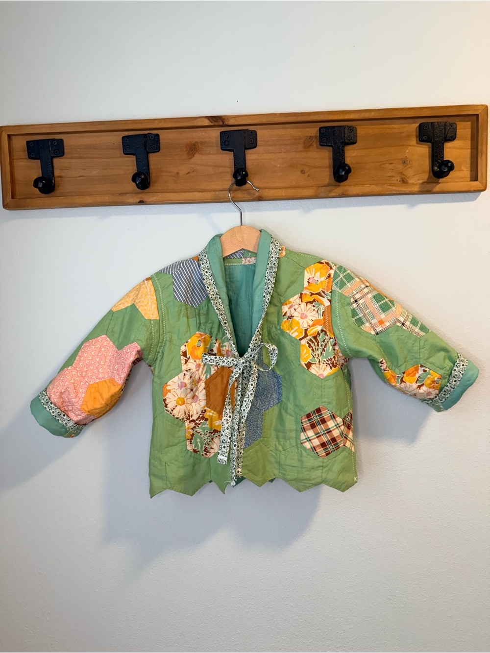Handmade Grandma’s Flower Garden Fern Quilt Jacket | Size 2T